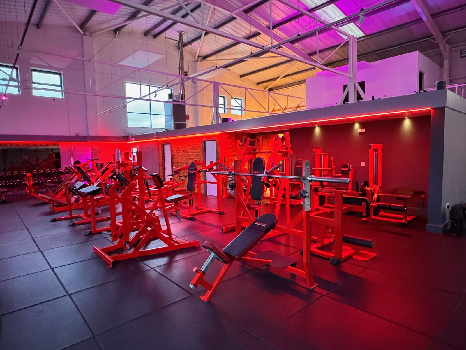 The Absolute training floor under red lighting